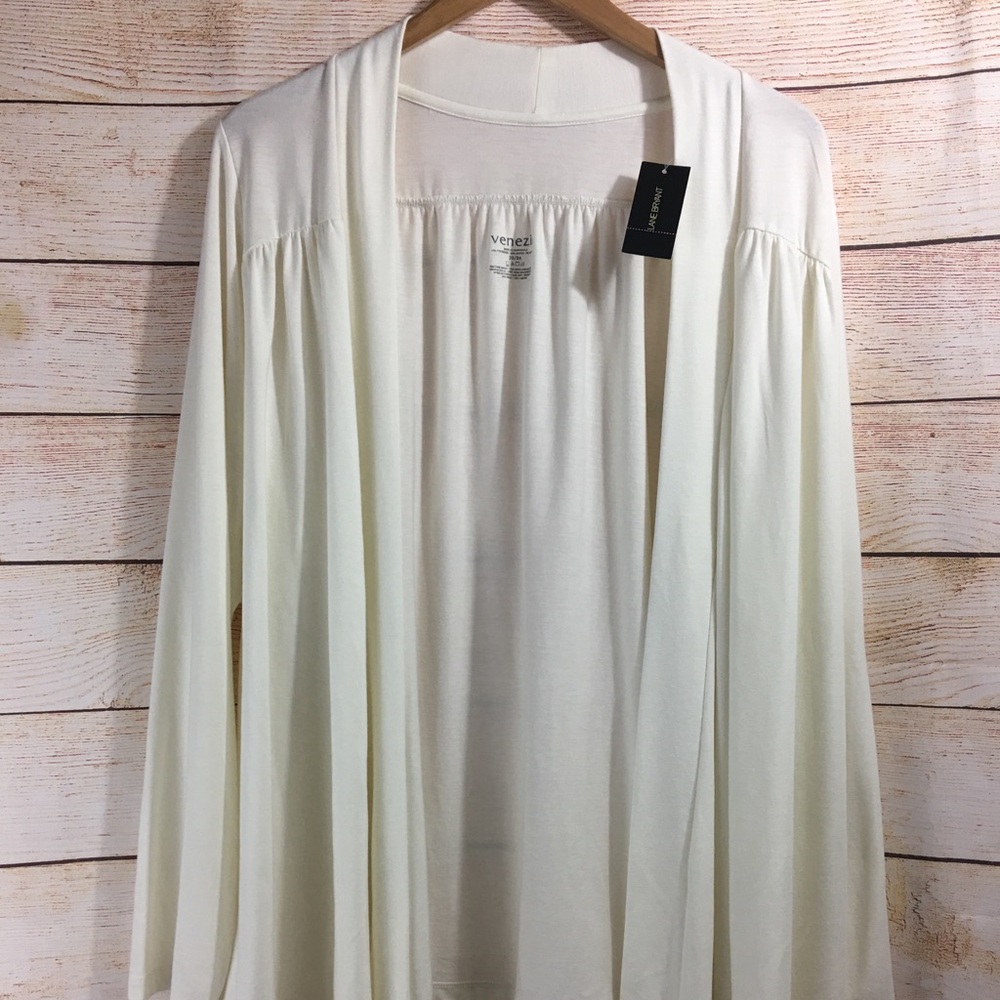 Lane Bryant Venezia Waterfall Cardigan Beige